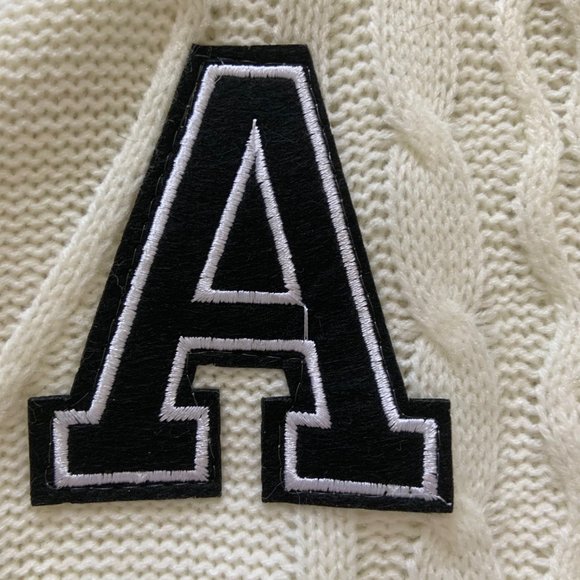 (NEVER WORN) Letter Patched Knit Pattern Sweater - Picture 2 of 7